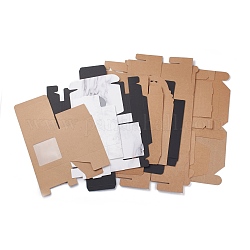 Cajas de cartón, cajas de almacenamiento de joyas, con ventana, forma mixta, color mezclado, 8.2~21x8.1~13.3x4.2~11.2 cm