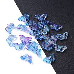 Electroplate cuentas de vidrio transparentes, mariposa, azul aciano, 14.5x8x3.5mm, agujero: 0.8 mm