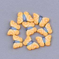 Cabujones de arcilla polimérica hechos a mano, decoración de uñas, mariposa, naranja, 4.5~5.5x6~7x0.5~1mm, aproximamente 1000 unidades / bolsa