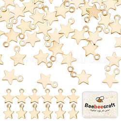 Beebeecraft 150Pcs Brass Charms, Star, Real 18K Gold Plated, 6x4.5x1mm, Hole: 0.5mm