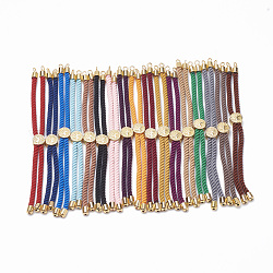 Création de bracelets à cordon torsadé en nylon, fabrication de bracelet de curseur, avec les accessoires en laiton, or, couleur mixte, 8.7 pouce ~ 9.3 pouces (22.2 cm ~ 23.8 cm), 3mm, Trou: 1.5mm