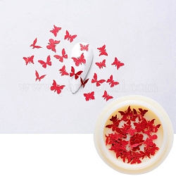 Cabochon di carta, decorazioni per unghie, farfalla realistica, rosso scuro, 3~5x4~7x0.1mm, circa 50 pc / scatola