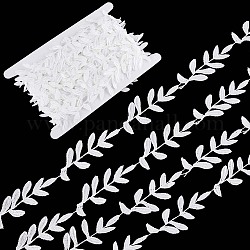 GORGECRAFT 15 Yard White Leaf Vine Fabric Ribbon Retro Leaves Embroidery Lace Trimming Flower Vintage Sewing Applique Border Roll for Cloth Sewing Gift Wrap Bridal Shower Wedding Dress