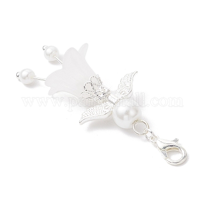 8 шт. 8 стиля подвеска в виде ангела из матового акрила и стеклянного жемчуга HJEW-JM03488-1