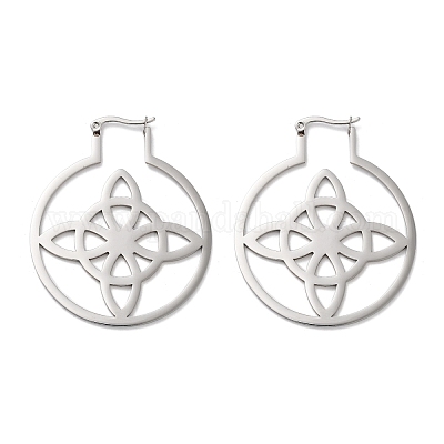 Серьги-кольца из нержавеющей стали 304 EJEW-P271-02C-P-1