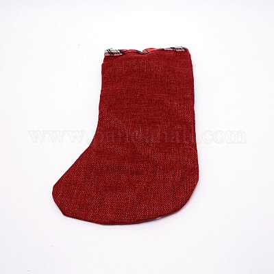 Санта-Клаус ткань висит рождественский чулок HJEW-SZC0004-17-1