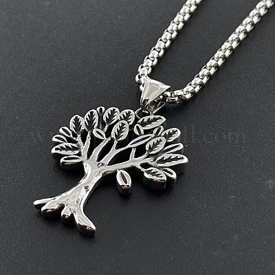 Винтажный панк-стиль яблоня дерево желаний хип-хоп кулон ожерелья из нержавеющей стали MB7398-1