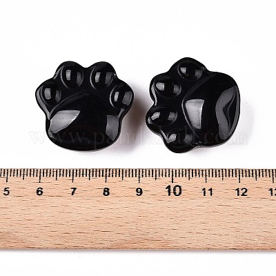 Фигурки из натурального обсидиана с отпечатками кошачьих лап DJEW-N003-03A-1
