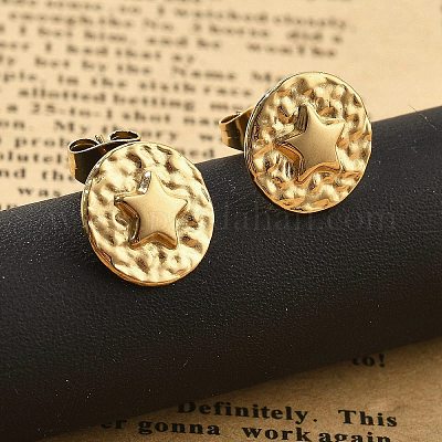 Серьги-гвоздики из нержавеющей стали 304 EJEW-F354-06G-01-1