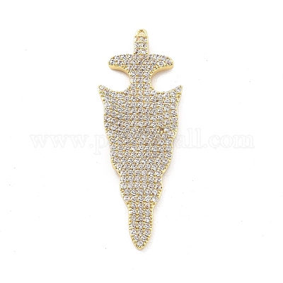 Латунные микропаве прозрачные подвески с фианитом KK-L228-41G-1