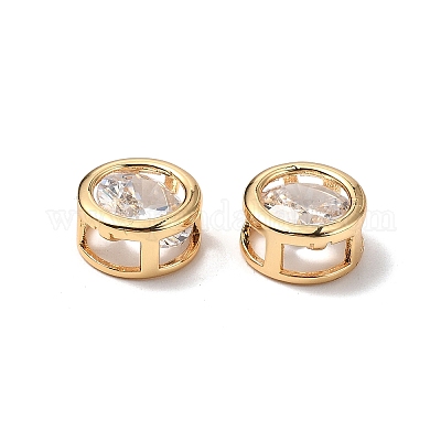 Латунные микро проложить кубического циркония бусы KK-A259-12G-01-1