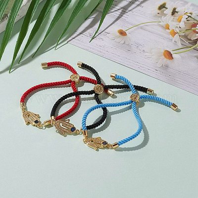 Регулируемые нейлоновые браслеты-слайдеры с витым шнуром BJEW-JB05858-1