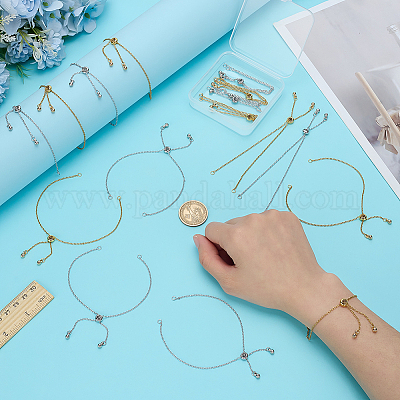 16 шт. 2 цвета регулируемые цепи из нержавеющей стали 304 для изготовления браслетов AJEW-ME0001-03-1