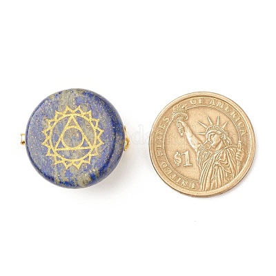 Плоский круглый драгоценный камень с булавкой на лацкан чакры JEWB-BR00075-1