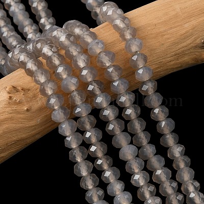 Серый натуральный агат бисера пряди&nbsp;G-D344-A19-03-1