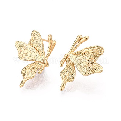 Латунь серьги EJEW-T048-17G-1