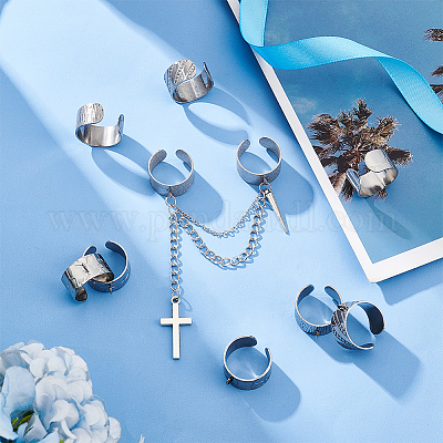 10 шт. 5 стиля 304 нержавеющая сталь открытые манжетные кольца компоненты&nbsp;STAS-UN0054-83P-1