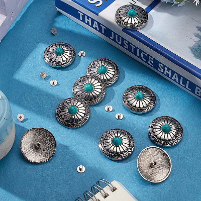 10 шт. 1-отверстийные декоративные заклепки из сплава и бирюзового цвета FIND-GF0003-47-1