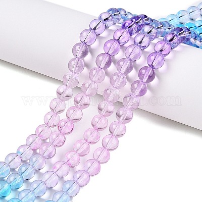 Выпечка расписные прозрачные стеклянные бусины X-DGLA-M001-8mm-10-1