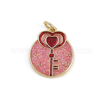 Латунные подвески с красной эмалью ко Дню святого Валентина KK-D424-30B-G-1