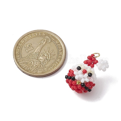 Рождественская тема стеклянные бусины ручной работы плетеные подвески PALLOY-MZ00215-1