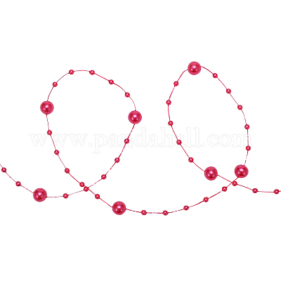 手作りのABSプラスチックビーズチェーン  ラウンド  レッド  3mm&nbsp;X-CHC-CJC0001-05C-1