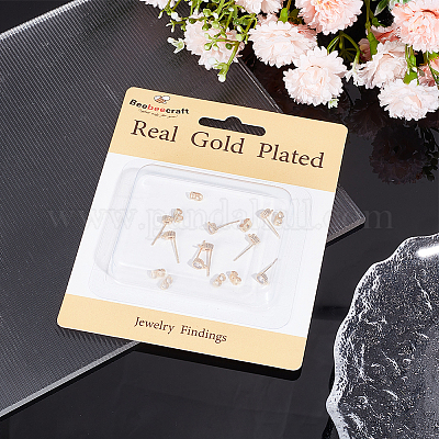 10 шт. плоская круглая фурнитура для сережек-гвоздиков из латуни с кубическим цирконием KK-BBC0012-73-1