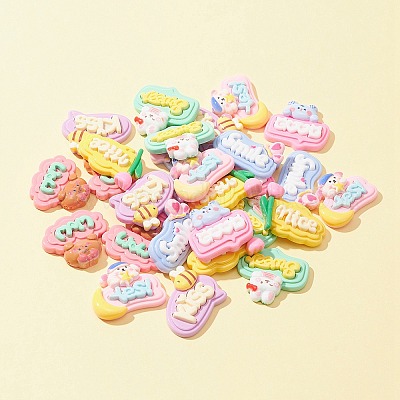 28шт 7 стиля непрозрачные кабошоны из смолы CRES-FS0001-05-1