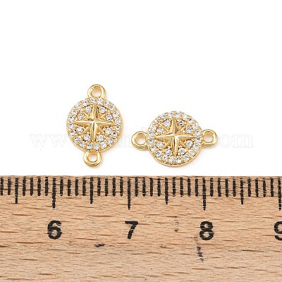 Шармы-соединители из латуни с микропаве из прозрачного кубического циркония KK-H524-02G-1
