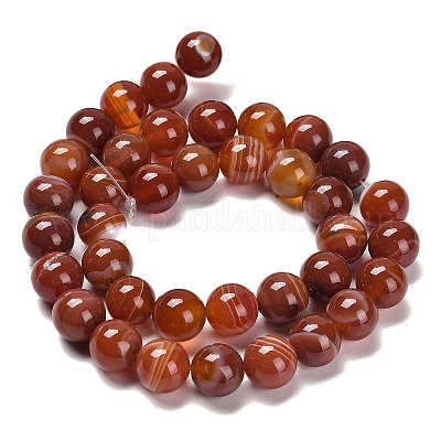 Натуральные полосатые агатовые / полосатые агатовые бусинки G-G582-8mm-59-1