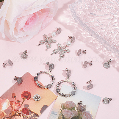 50 шт. фурнитура для сережек-гвоздиков из нержавеющей стали 304 STAS-SC0008-57P-1