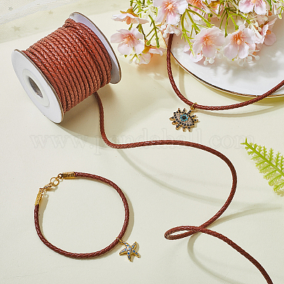 1 рулон 10 м круглых плетеных шнуров из коровьей кожи WL-SC0001-03B-1