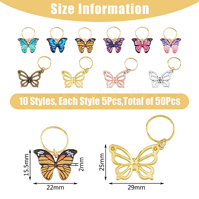 Дреды из сплава бабочки с эмалью и бусинами OHAR-AB00019-1