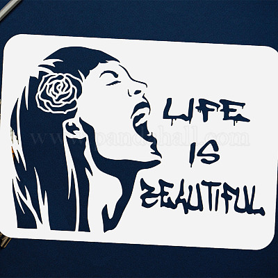 FINGERINSPIRE Banksy Girl And Elephant Stencil 8.3x11.7inch Reusable