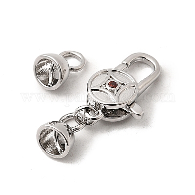 Латунные микро проложить кубического циркония когтя омара застежками KK-U059-51P-1