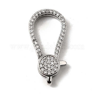 Застежки-клешни из прозрачной латуни с кубическим цирконием KK-Z078-47A-P-1