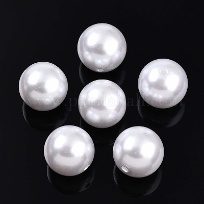 Круглый абс пластиковый имитация жемчужные бусины OACR-R053-01-1