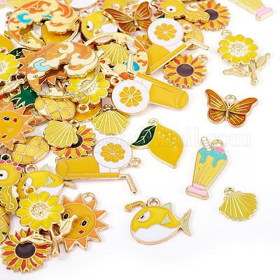 48шт 12 стиля подвески из сплава с эмалью ENAM-TA0002-95B-1