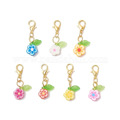 Цветочные подвески из полимерной глины ручной работы HJEW-JM03392-1