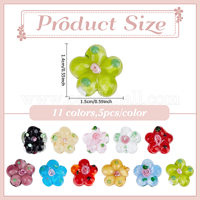 50шт 10 цвета бусины ручной работы лэмпворк LAMP-ME0001-03-1