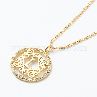 Ожерелья с подвесками из латуни с прозрачным кубическим цирконием NJEW-J059-01L-1