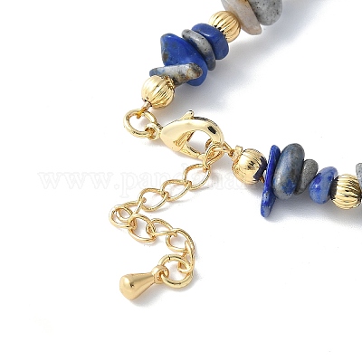 Изготовление браслета из бисера из натурального лазурита KK-F892-19G-1