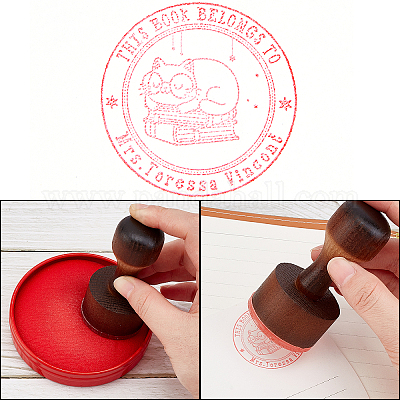 CRASPIRE Custom Rubber Stamps Personalized Wood Rubber Stamps Customized  Logo/Address/Name/Text Vintage Rectangle Decorative Wooden Handle Stamp for
