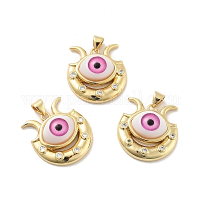 Сглаз с луной латунные подвески из прозрачного кубического циркония с микропаве KK-G419-10G-04-1