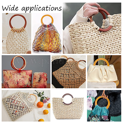 4 Pcs Wooden Purse Handles for Handbags, D-Shape Purse Handles for Bag  Making, Suitable for Crochet Bags, Wooden Purse, Beach Bag, Replace Handle