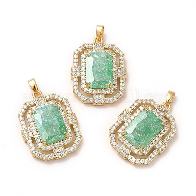 Подвески из латуни и дробленого льда с кубическим цирконием KK-H438-03G-1