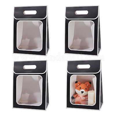 Складные бумажные подарочные пакеты с окошком ABAG-WH0045-20D-1