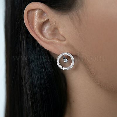 Плоские круглые серьги-гвоздики из стерлингового серебра VY8497-1