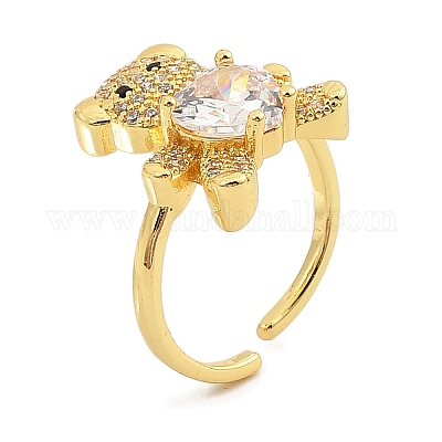 Открытые манжеты из латуни с микро-паве и кубическим цирконием для женщин RJEW-S392-02G-B-1