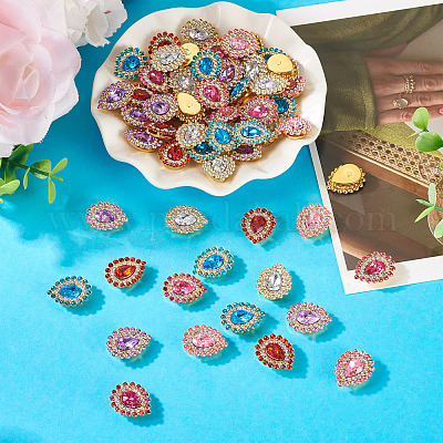 90 шт. 6-х цветные стеклянные кабошоны из сплава FIND-TA0007-91-1